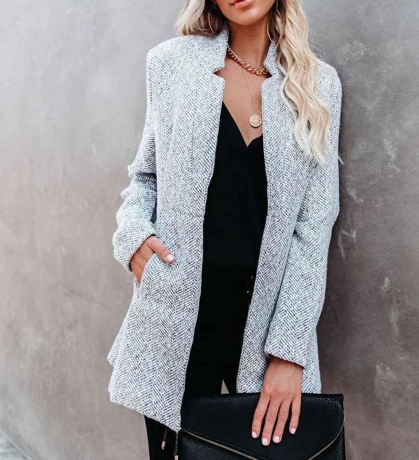 Women's Chic Tweed Blazer Grey