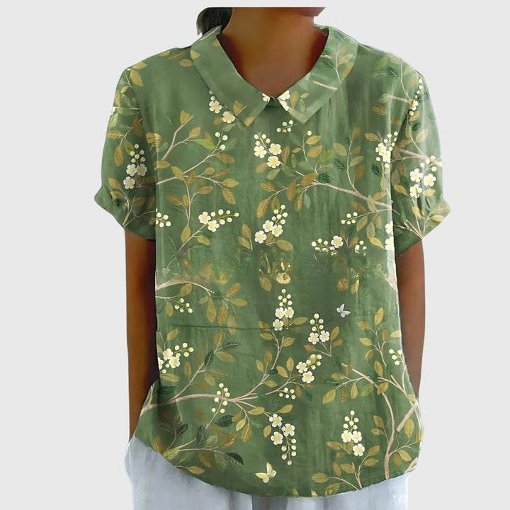 Women's Floral Relaxed Blouse Green 2