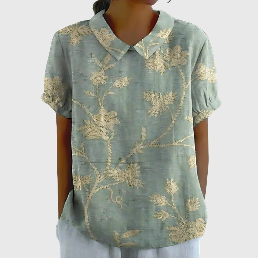 Women's Floral Relaxed Blouse Yellowish Green