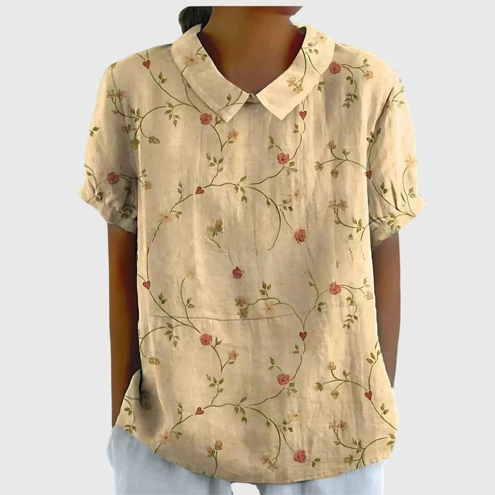 Women's Floral Relaxed Blouse Old Yellow