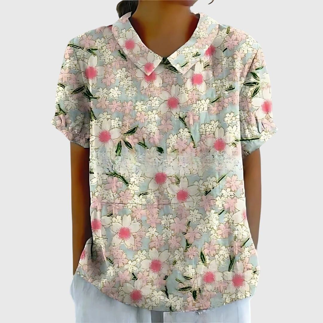 Women's Floral Relaxed Blouse Apricot
