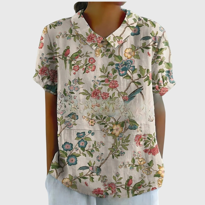 Women's Floral Relaxed Blouse Gray