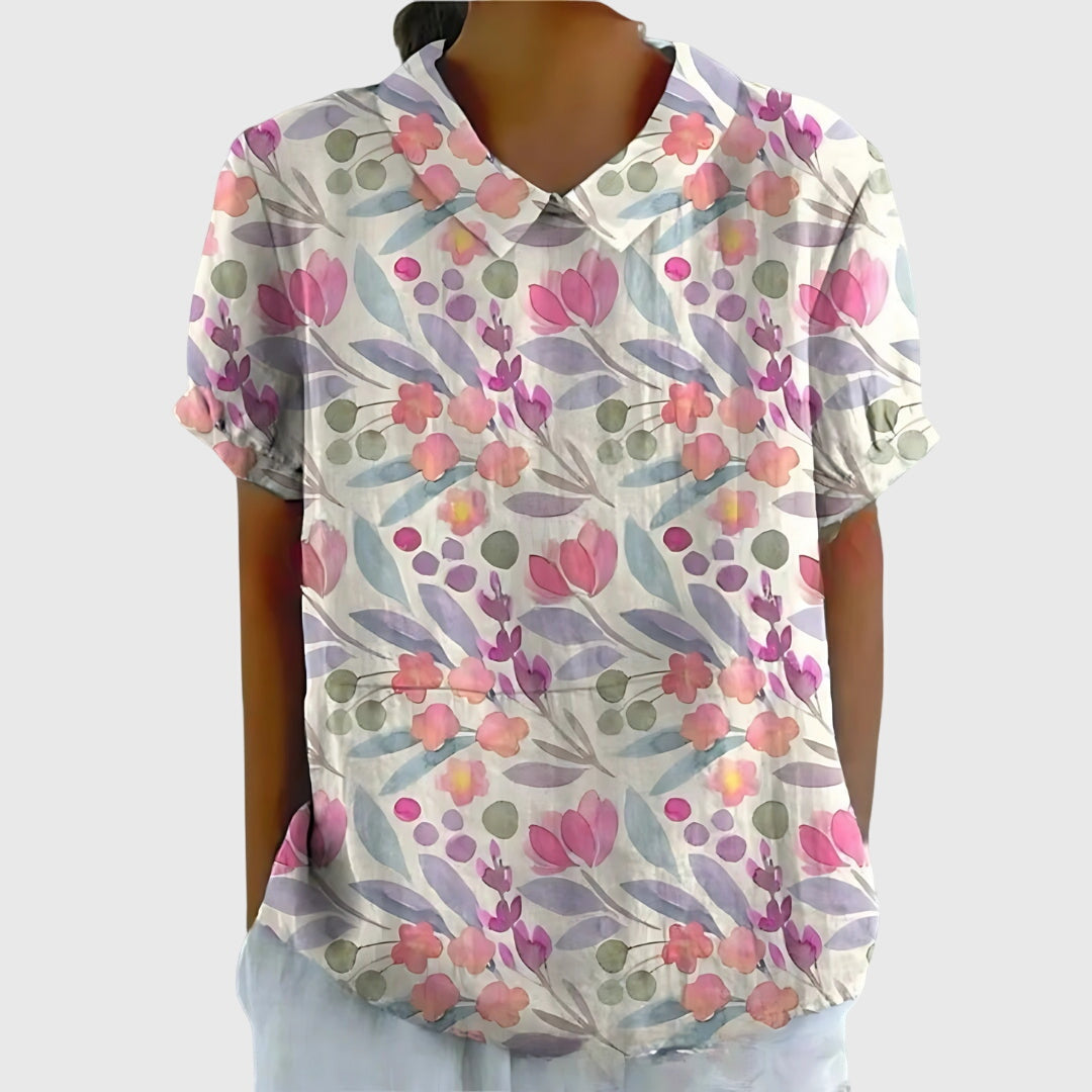 Women's Floral Relaxed Blouse Dark Pink