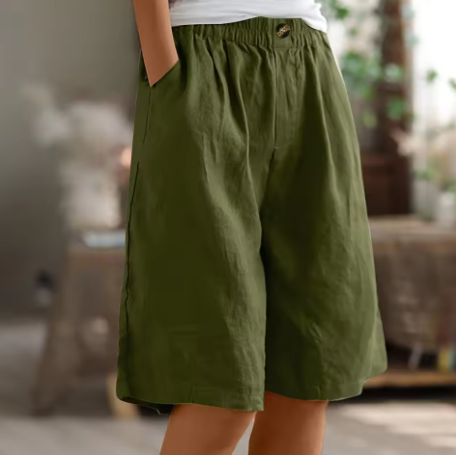 Women's Casual Shorts with Buttons and Pockets Army Green
