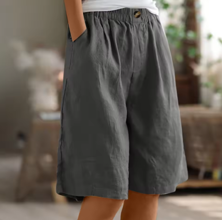 Women's Casual Shorts with Buttons and Pockets Gray
