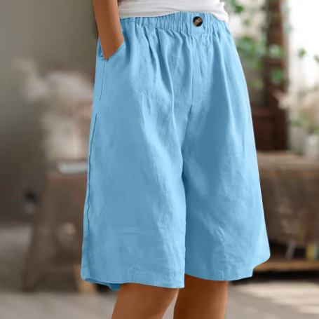Women's Casual Shorts with Buttons and Pockets Sky Blue