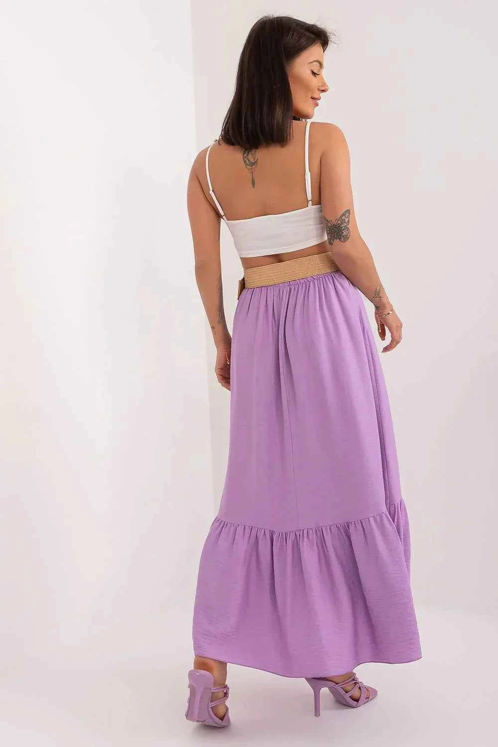Women's Lilac Ruffle Maxi Skirt L