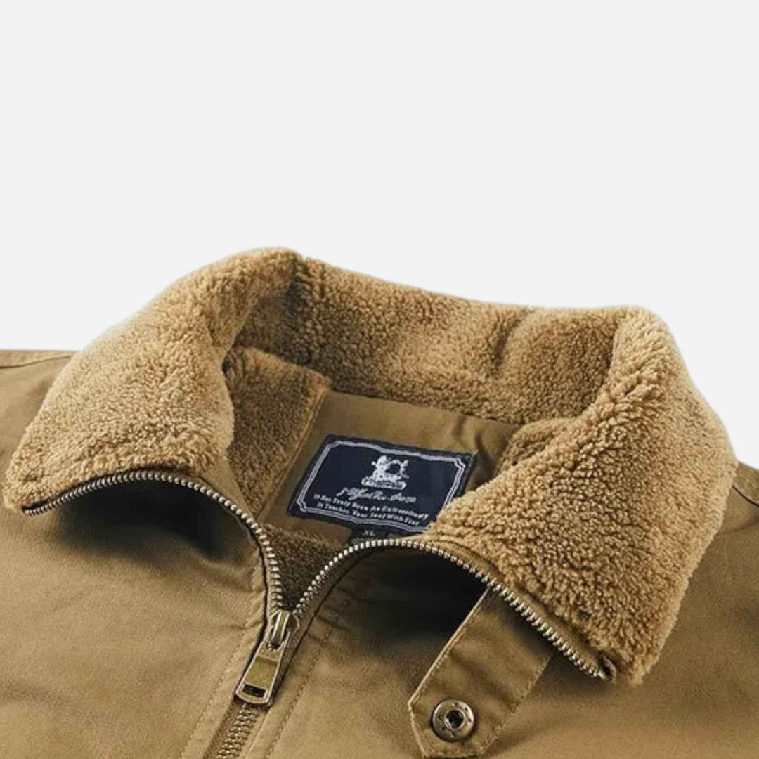 Men's Relaxed Fit Bomber Jacket with Lined Ribbed Cuffs