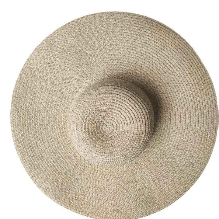 Light Board 14CM Big Brim Straw Hat Women's Sun-proof Beach Dome Milky White