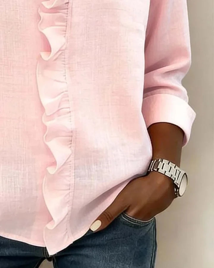 Women's Elegant V-neck Ruffles Blouse