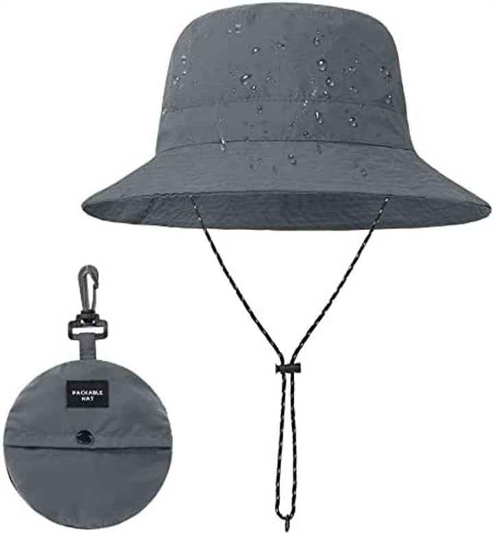 Foldable Fisherman Hat Summer Quick-drying Waterproof Outdoor Cycling Fishing Sunhat Women Men Dark Grey Adjustable