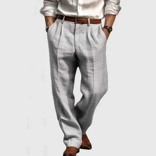 Men's Casual Cotton-Linen Trousers – Relaxed Comfort for Every Day Light Gray