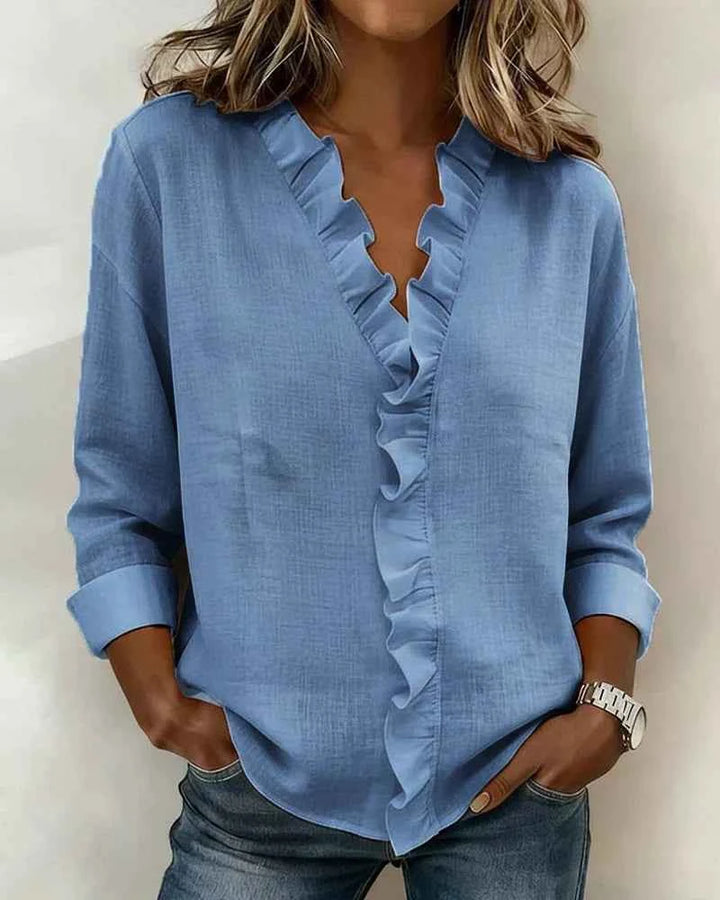 Women's Lightweight V-Neck Blouse Blue