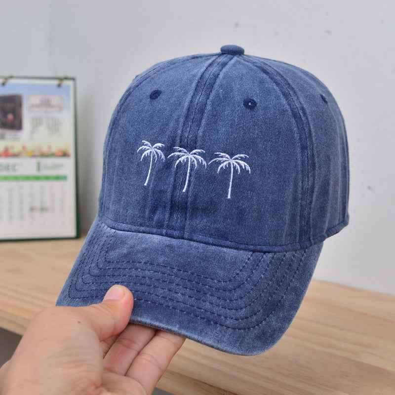 Water-washing Embroidery Retro Sun Hat For Women SKSHU Navy Blue Adjustable