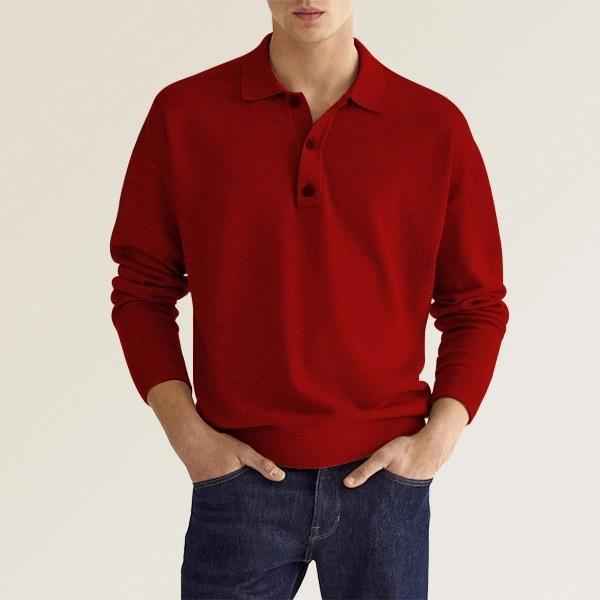 Men's Long Sleeve Polo Shirt Red