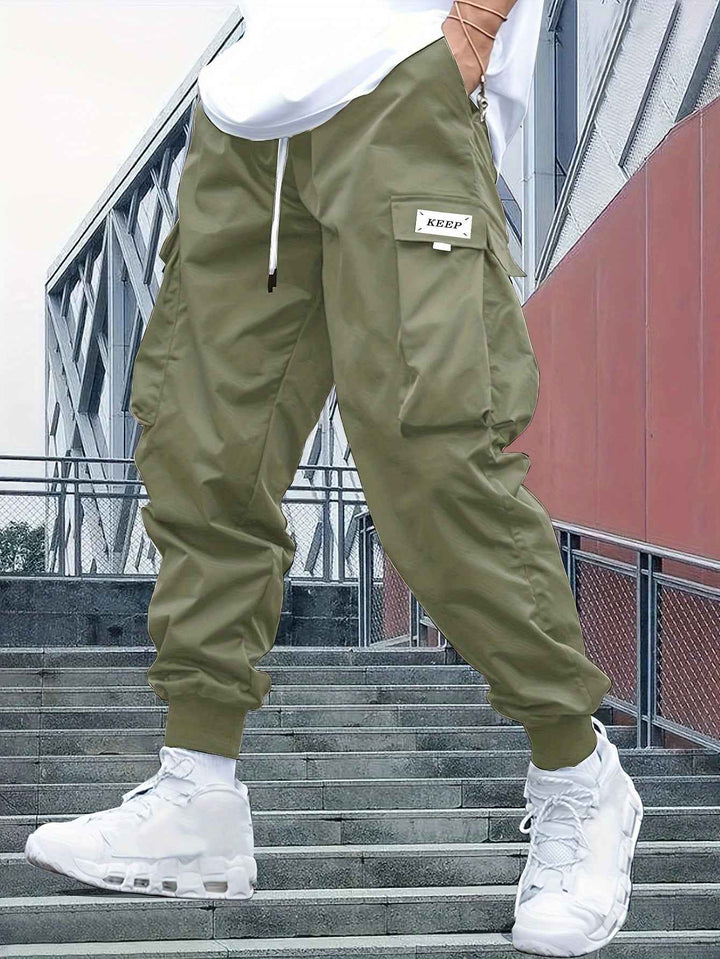 Men's Cargo Joggers – Stylish Streetwear Pants with Pockets and Cuffed Legs Army green
