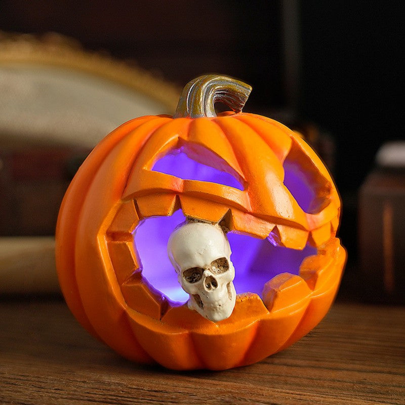 Halloween's Carved Jack O'Lantern Ornament with Skull Insert