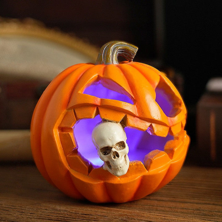 Halloween's Carved Jack O'Lantern Ornament with Skull Insert