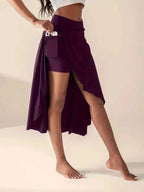 Women's High Waist Skirt with Split and Pockets