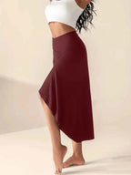 Women's High Waist Skirt with Split and Pockets