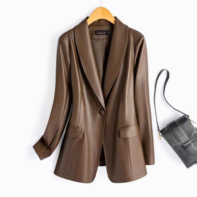 Women's Riviera Leather Blazer Tanned Brown