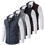 Men's Sleeveless Knitted Sweater Vest - Regular Fit with Zipper - Business Casual Style