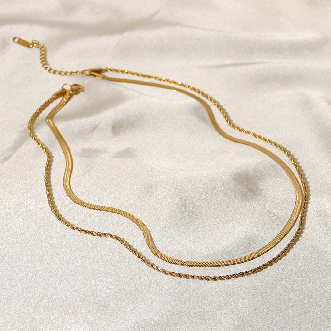 Maree | Women's Layered Gold Necklace with Double Links