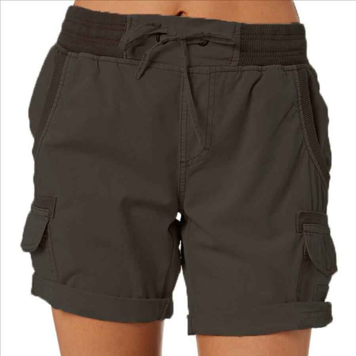 Women's Casual High-Waisted Utility Shorts Dark Grey