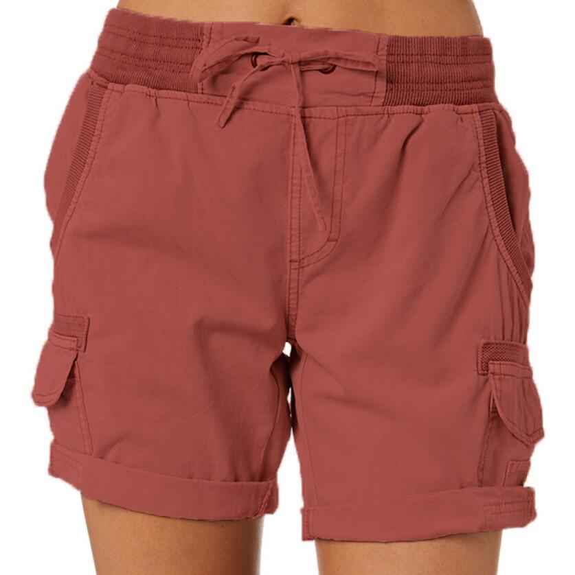 Women's Casual High-Waisted Utility Shorts Red