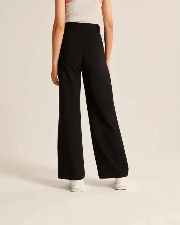 Jiska | Women's Stylish High Waist Wide Leg Trousers - Trendy & Comfy