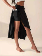 Women's High Waist Skirt with Split and Pockets