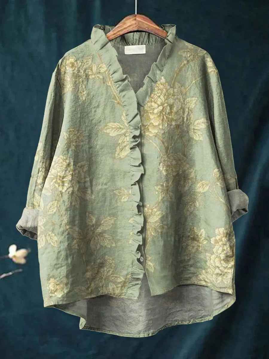 Women's Ruffled Floral Blouse Classic