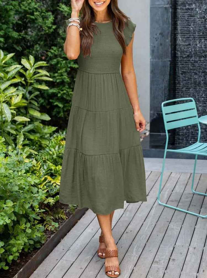 Ronja | Effortless Stylish Flowy Layered Dress Dark Green