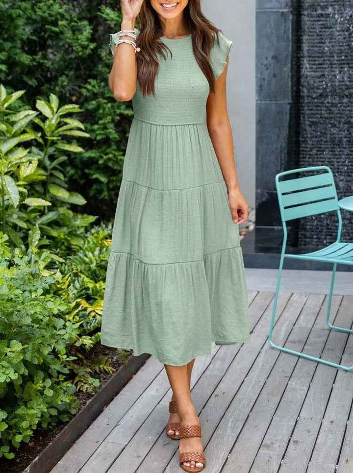 Ronja | Effortless Stylish Flowy Layered Dress Light Green
