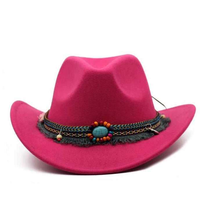 Cowboy Hats for Men & Women - Stylish Curled Felt for Riding Adventures Rose Red