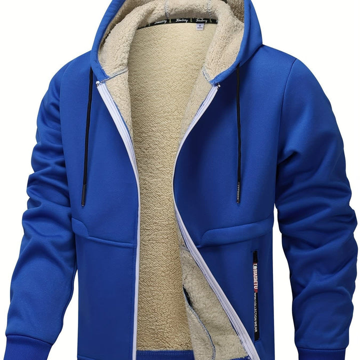 Men's Sherpa Lined Zip-Up Hoodie Blue