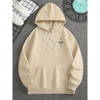 Men's Casual Hoodie - Regular Fit - Compass Print - Cotton - Drawstring Hood Apricot
