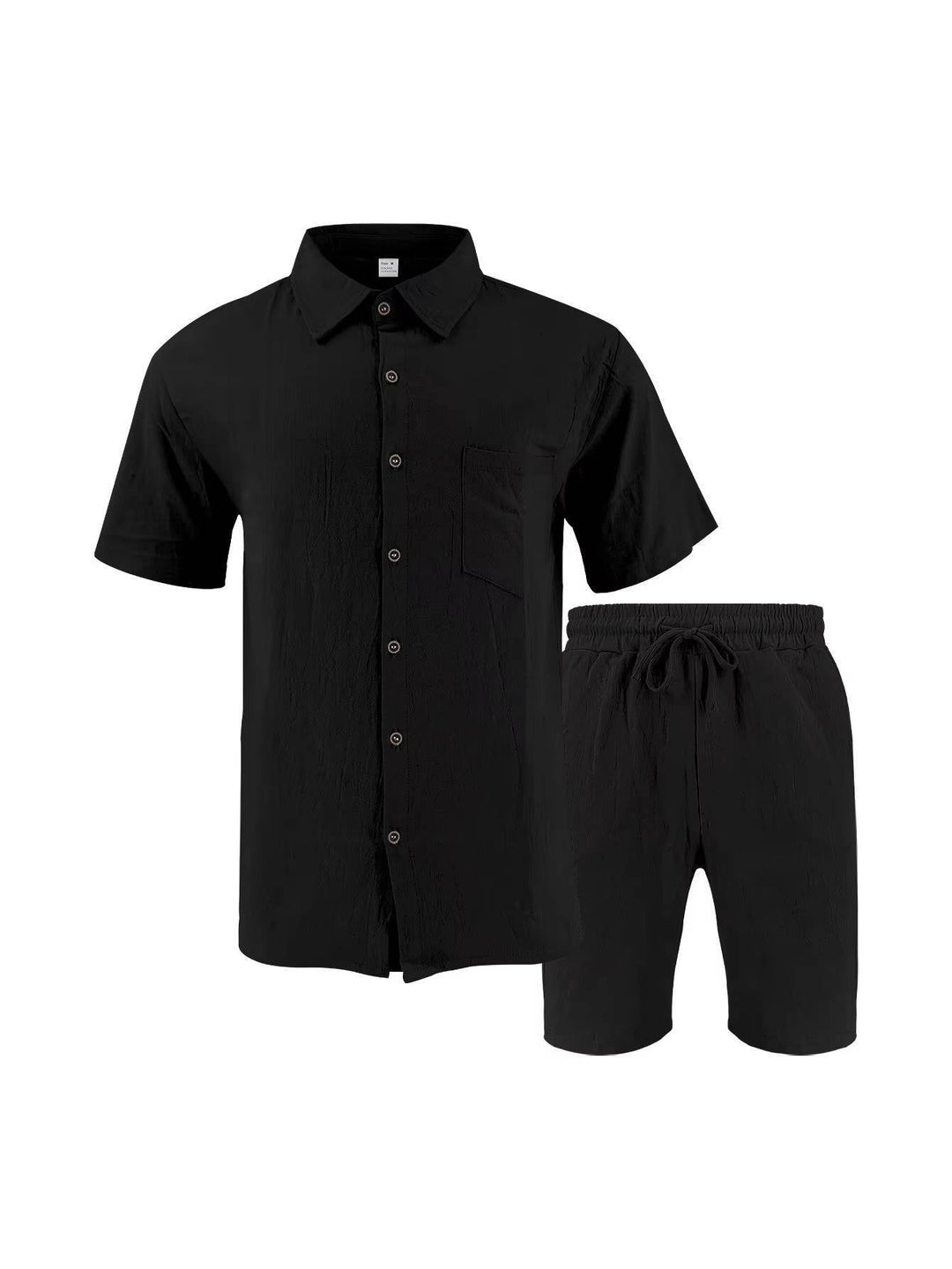 Men's Linen Short Sleeve Button Down Shirt and Shorts Set, Summer