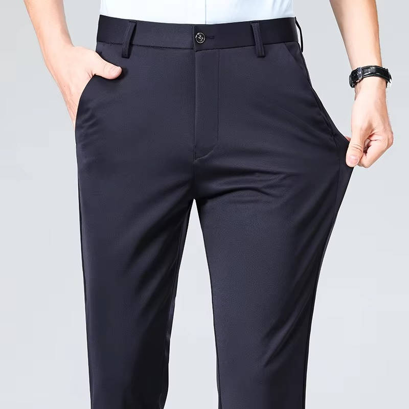 Men's Slim Fit Lightweight Stretch Dress Trousers Navy