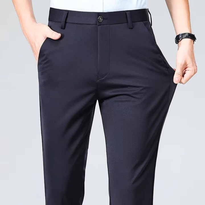 Men's Slim Fit Lightweight Stretch Dress Trousers Navy
