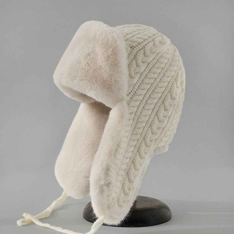 Cozy Polar Plush Trapper Hat for Ultimate Warmth White