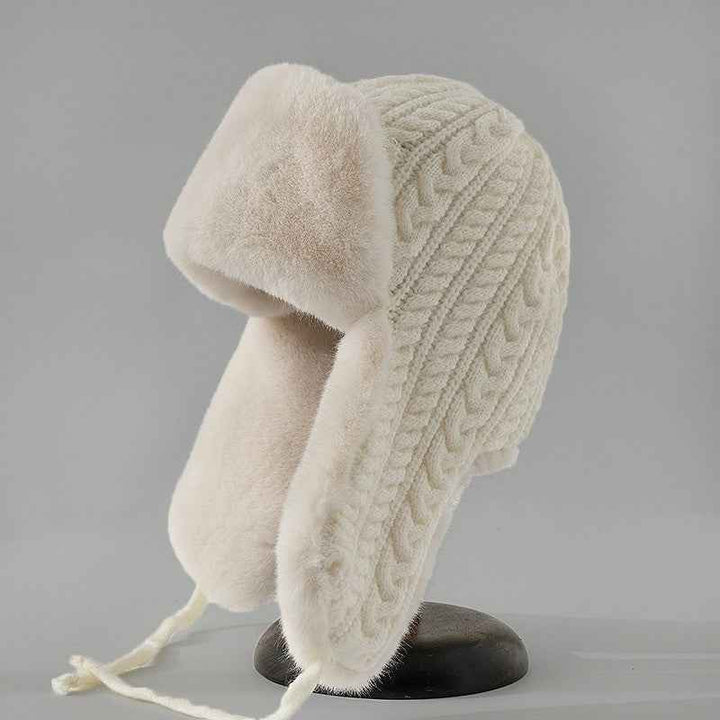 Cozy Polar Plush Trapper Hat for Ultimate Warmth White