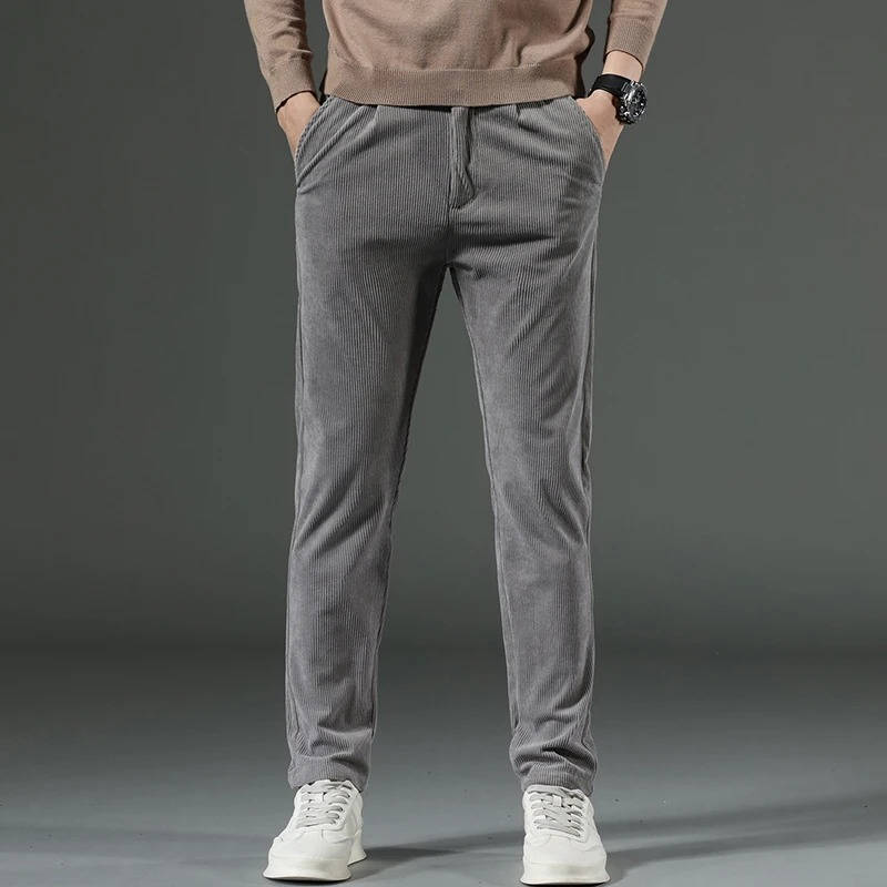 Men's Stylish Corduroy Trousers for Comfortable Everyday Wear Gray