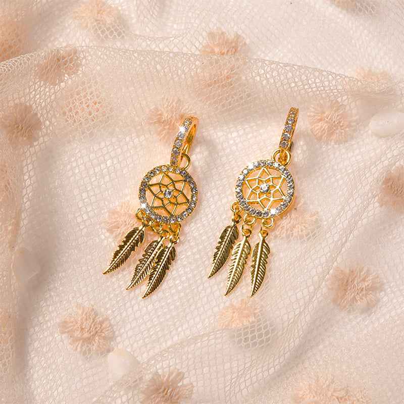 14k Solid Gold Dreamcatcher Earrings
