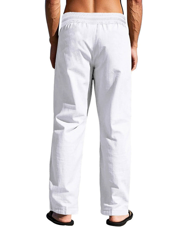 Men's Breathable Linen Summer Pants with Button Design, Comfy Fit