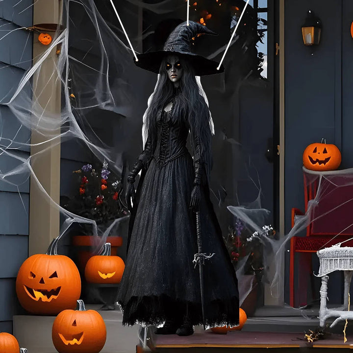 Halloween hängende Dekoration „Totenkopfbraut“ - wetterbeständiger Stoff, Haken inklusive