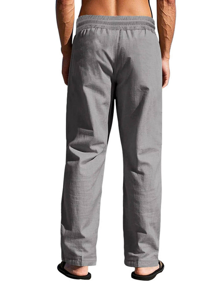 Men's Breathable Linen Summer Pants with Button Design, Comfy Fit
