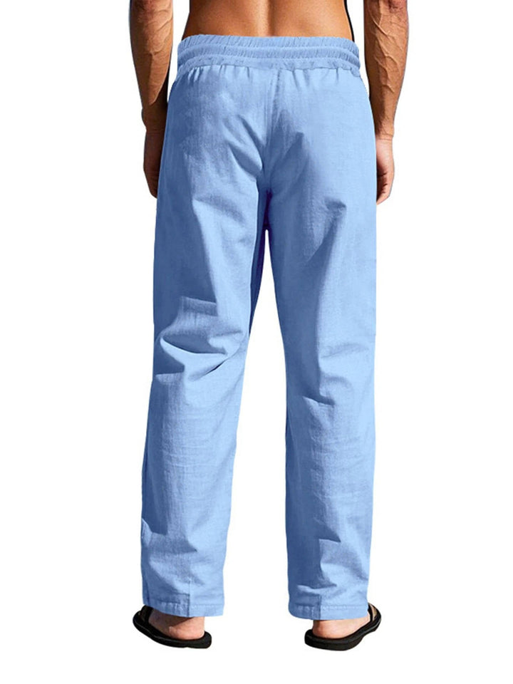 Men's Breathable Linen Summer Pants with Button Design, Comfy Fit