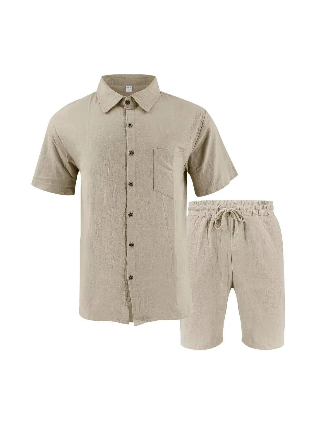 Men's Linen Short Sleeve Button Down Shirt and Shorts Set, Summer