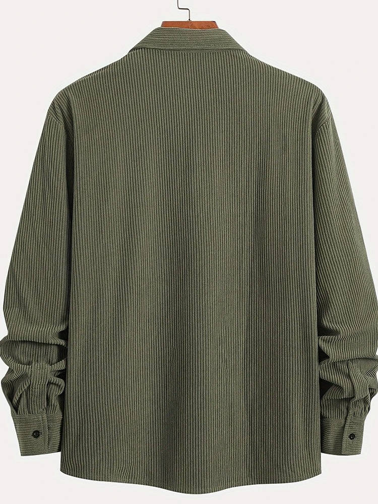 Men's Casual Corduroy Button-Up Shirt
